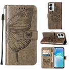 For OnePlus Nord 2T 5G Embossed Butterfly Leather Phone Case(Grey) - 1