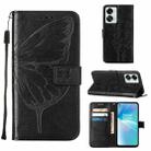 For OnePlus Nord 2T 5G Embossed Butterfly Leather Phone Case(Black) - 1