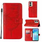 For OnePlus Nord 2T 5G Embossed Butterfly Leather Phone Case(Red) - 1