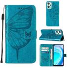 For OnePlus Nord CE 2 Lite 5G Embossed Butterfly Leather Phone Case(Blue) - 1