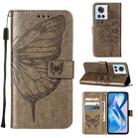 For OnePlus Ace 5G Embossed Butterfly Leather Phone Case(Grey) - 1