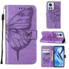 For OnePlus Ace 5G Embossed Butterfly Leather Phone Case(Purple) - 1
