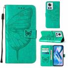 For OnePlus Ace 5G Embossed Butterfly Leather Phone Case(Green) - 1
