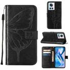 For OnePlus Ace 5G Embossed Butterfly Leather Phone Case(Black) - 1