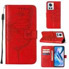 For OnePlus Ace 5G Embossed Butterfly Leather Phone Case(Red) - 1