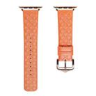 DUX DUCIS Rhombus Pattern Genuine Leather Watch Band For Apple Watch Series 8&7 41mm / SE 2&6&SE&5&4 40mm / 3&2&1 38mm(Orange) - 1