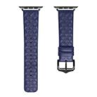 DUX DUCIS Rhombus Pattern Genuine Leather Watch Band For Apple Watch Series 7 45mm / 6&SE&5&4 44mm / 3&2&1 42mm(Blue) - 1