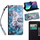 For iPhone 14 Plus 3D Painting Pattern Coloured Drawing Leather Phone Case  (Tiger) - 1