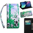 For iPhone 14 Plus 3D Painting Pattern Coloured Drawing Leather Phone Case  (Panda) - 1