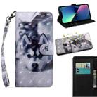 For iPhone 14 3D Painting Pattern Coloured Drawing Leather Phone Case (Husky) - 1