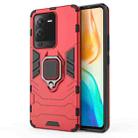 For vivo S15 PC + TPU Shockproof Protective Phone Case with Magnetic Ring Holder(Red) - 1