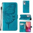 For Xiaomi 12 Lite Embossed Butterfly Leather Phone Case(Blue) - 1