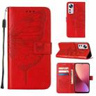 For Xiaomi 12 Lite Embossed Butterfly Leather Phone Case(Red) - 1