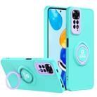 For Xiaomi Redmi Note 11 Pro 5G / 4G 2022 Eagle Eye Ring Holder Phone Case(Light Green + Purple) - 1