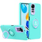 For Xiaomi Redmi Note 11 2022 6.43 inch / Note 11S International Eagle Eye Ring Holder Phone Case(Light Green + Purple) - 1
