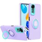 For Xiaomi Redmi Note 11 2022 6.43 inch / Note 11S International Eagle Eye Ring Holder Phone Case(Purple + Light Green) - 1