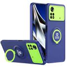 For Xiaomi Poco X4 Pro 5G Eagle Eye Ring Holder Phone Case(Blue + Green) - 1