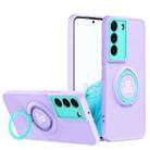 For Samsung Galaxy S22 5G Eagle Eye Ring Holder Phone Case(Purple + Light Green) - 1