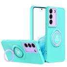 For Samsung Galaxy S22+ 5G Eagle Eye Ring Holder Phone Case(Light Green + Purple) - 1