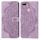 For OPPO A7 / A5s Mandala Embossed Flip Leather Phone Case(Purple) - 1