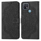 For OPPO A15 Mandala Embossed Flip Leather Phone Case(Black) - 1