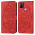 For OPPO A15 Mandala Embossed Flip Leather Phone Case(Red) - 1