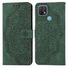 For OPPO A15 Mandala Embossed Flip Leather Phone Case(Green) - 1