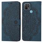 For OPPO A15 Mandala Embossed Flip Leather Phone Case(Blue) - 1