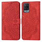 For OPPO A54 4G Mandala Embossed Flip Leather Phone Case(Red) - 1