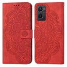 For OPPO A96 4G / Realme 9i Mandala Embossed Flip Leather Phone Case(Red) - 1