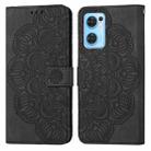 For OPPO Realme 9i Mandala Embossed Flip Leather Phone Case(Black) - 1