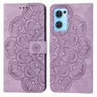 For OPPO Realme 9i Mandala Embossed Flip Leather Phone Case(Purple) - 1