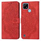 For OPPO Realme C21 Mandala Embossed Flip Leather Phone Case(Red) - 1