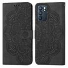 For OPPO Reno6 5G Mandala Embossed Flip Leather Phone Case(Black) - 1