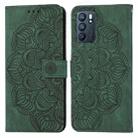 For OPPO Reno6 5G Mandala Embossed Flip Leather Phone Case(Green) - 1