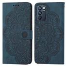 For OPPO Reno6 5G Mandala Embossed Flip Leather Phone Case(Blue) - 1