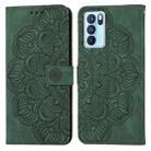 For OPPO Reno6 Pro 5G Mandala Embossed Flip Leather Phone Case(Green) - 1