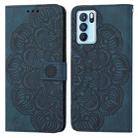 For OPPO Reno6 Pro 5G Mandala Embossed Flip Leather Phone Case(Blue) - 1