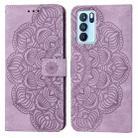 For OPPO Reno6 Pro 5G Mandala Embossed Flip Leather Phone Case(Purple) - 1