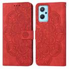 For OPPO Reno7 5G Mandala Embossed Flip Leather Phone Case(Red) - 1