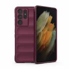 For Samsung Galaxy S21 Ultra  5G Magic Shield TPU + Flannel Phone Case(Wine Red) - 1