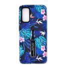 For Galaxy S20+ Embossment Painted Pattern Protective Case with Holder(Blue Pink Flower) - 1
