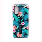 For Galaxy S20+ Embossment Painted Pattern Protective Case with Holder(Green Pink Flower) - 1