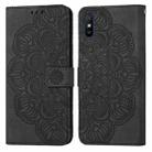 For Xiaomi Redmi 9A Mandala Embossed Flip Leather Phone Case(Black) - 1