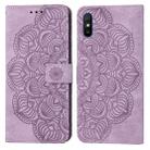 For Xiaomi Redmi 9A Mandala Embossed Flip Leather Phone Case(Purple) - 1