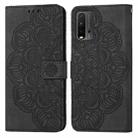 For Xiaomi Redmi 9T Mandala Embossed Flip Leather Phone Case(Black) - 1