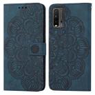 For Xiaomi Redmi 9T Mandala Embossed Flip Leather Phone Case(Blue) - 1