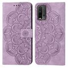 For Xiaomi Redmi 9T Mandala Embossed Flip Leather Phone Case(Purple) - 1