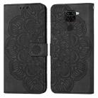 For Xiaomi Redmi Note 9 Mandala Embossed Flip Leather Phone Case(Black) - 1