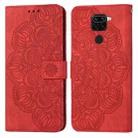 For Xiaomi Redmi Note 9 Mandala Embossed Flip Leather Phone Case(Red) - 1